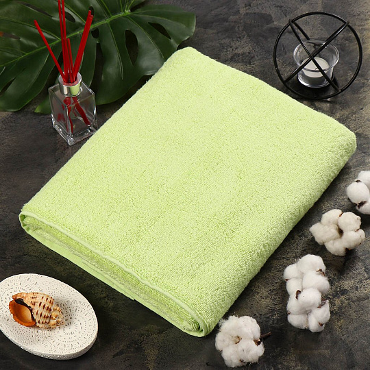 Полотенце банное 70х140 см, 100% хлопок, 562 г/м2, Plain, Anilsan, салатовое, Турция, 605870140