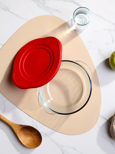 Форма для запекания стекло, 1.5 л, круглая, с крышкой, Borcam, 59123K