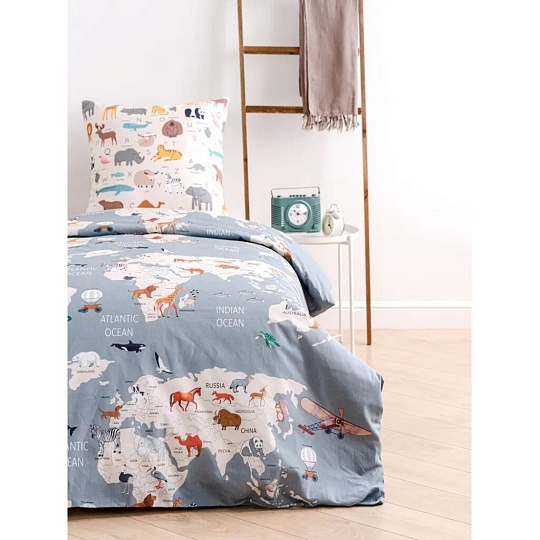 Постельное белье детское 1.5-спальное, простыня 150х214 см, 1 наволочка 70х70 см, пододеяльник 145х215 см, Твой стиль, поплин, Тинейджер 10223/1