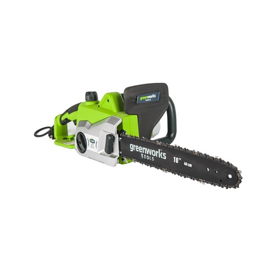 Пила цепная электрическая, Greenworks, 2.4 л.с., 1800 Вт, длина шины 40 см, шаг цепи 3/8 дюйм, 56 звеньев, GCS1840, 20027