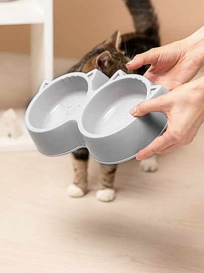 Миска для животных пластик, 400 мл, двойная, Vetta, 27х14.5х5 см, 273-163