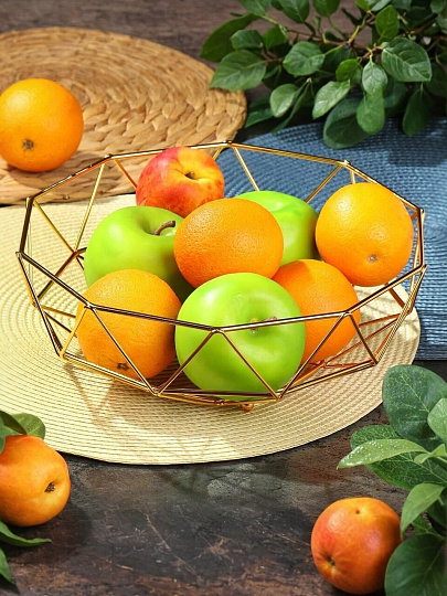 Ваза для фруктов, металл, 26.5х10 см, Y4-7652, золотая