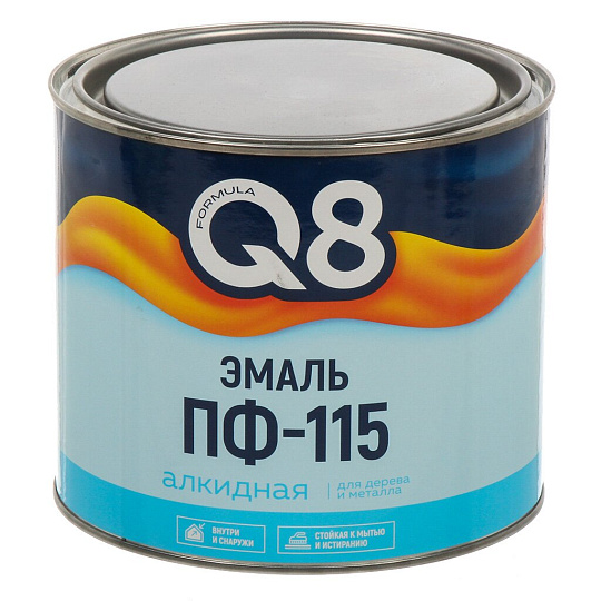 Эмаль Formula Q8, ПФ-115, алкидная, глянцевая, черная, 1.8 кг