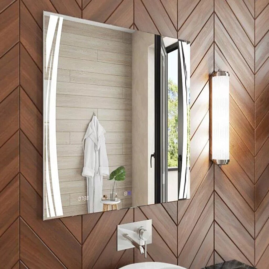 Зеркало часы, функция антизапотевания, сенсорный выключатель, 80х70х3 см, подсветка, VIGO, Elen Luxe 800