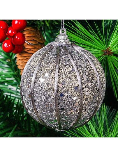 Елочный шар серый, 8 см, SYPMQB-1021173