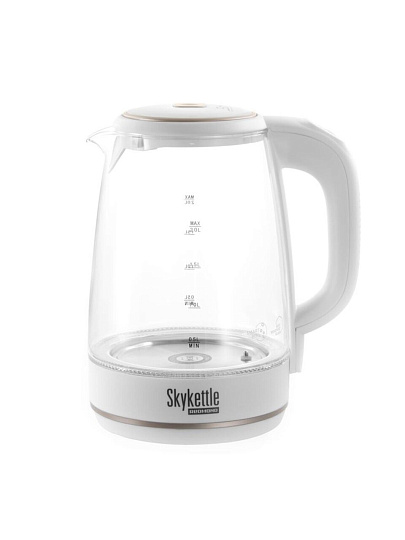 Чайник электрический Редмонд, SkyKettle RK-G203S, Strix, белый, 2 л, смарт, 2200 Вт, скрытый нагревательный элемент, стекло, пластик