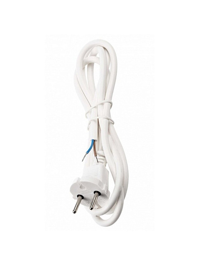 Шнур сетевой с вилкой, TDM Electric, ПВС, 2 жилы, 2х0.75 мм², 1.5 м, белый, без заземления, SQ1305-0071