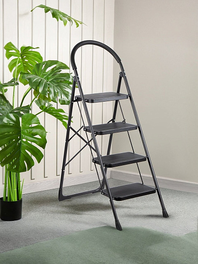 Стремянка 1 секция, 4 ступени, металл, 1.38 м, 150 кг, E080021