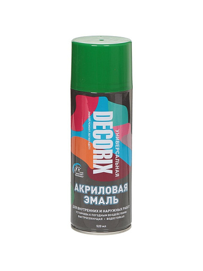 Эмаль аэрозольная, Decorix, универсальная, акриловая, глянцевая, зеленая, A14, 520 мл