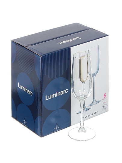 Бокал для шампанского, 175 мл, стекло, 6 шт, Luminarc, Allegresse, J8162