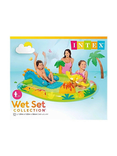 Игровой центр-бассейн Intex, 191х152х58 см, Маленький Дино, 57166NP, 143 л, до 54 кг, горка, динозавр