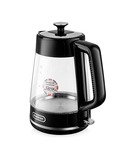 Чайник электрический Brayer, BR1071 Strix, 1.7 л, 2200 Вт, скрытый нагревательный элемент, стекло