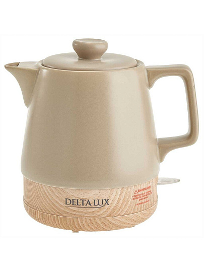 Чайник электрический Delta Lux, DE-1013, 1 л, 1200 Вт, скрытый нагревательный элемент, фарфор