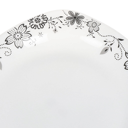 Сервиз столовый керамика, 18 предметов, на 6 персон, Olaff, Цветы черные на белом, JY-S-18-08