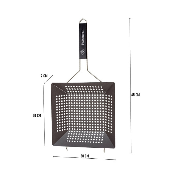 Сковорода-гриль 300 мм, Forester, нержавеющая сталь, антипригарное покрытие, рукоятка дерево, BQ-N14