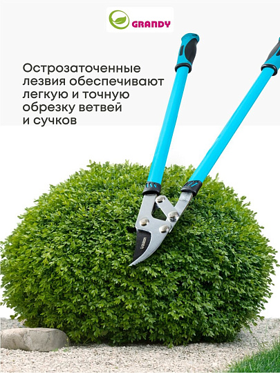 Сучкорез 750 мм, прямого реза, двухрычажный механизм, Grandy, рукоятка двухкомпонентная
