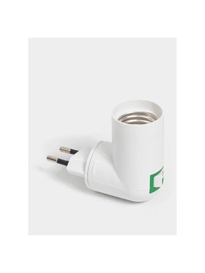 Переходник E27, с выключателем, вилка-патрон, белый, Ecola, Base, APT7SWEAY