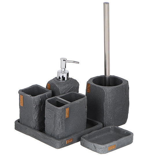 Мыльница настольная, полистоун, 12.7x8.8x2.6 см, серая, RE1416AA-SD