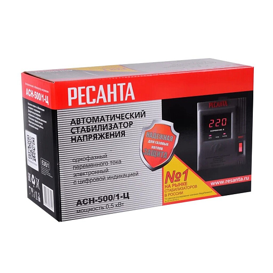 Стабилизатор напряжения Ресанта, ACH-500/1-Ц, 0.5 кВт, 140-260 В, 63/6/1