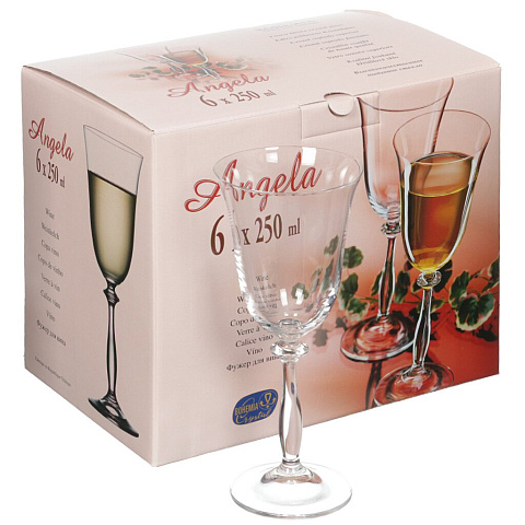 Бокал для вина Bohemia Angela 40600/250, 6 шт, 250 мл