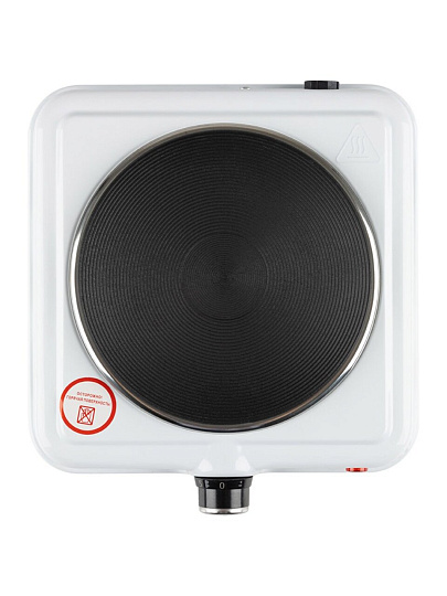 Плита электрическая Homestar, HS-1108, 1000 Вт, 1 конфорка, чугун, эмаль, механическая, переключатель поворотный, белая