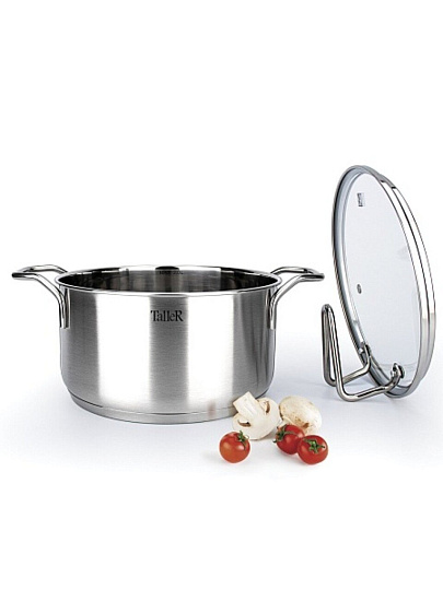 Кастрюля нержавеющая сталь, 2 л, крышка стекло, Taller, Инесс, TR-17256, индукция