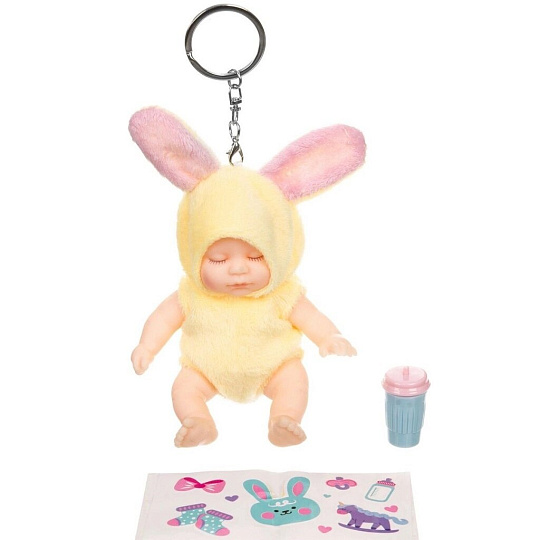 Куколка Bondibon, Oly спящая, 10 см, в меховом костюмчике и аксессуарами в леденце, ВВ3877