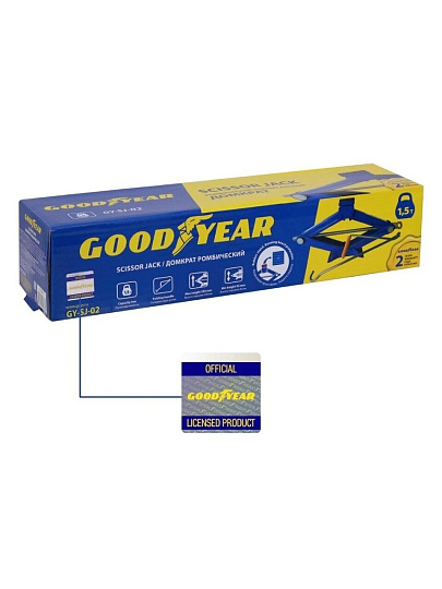 Домкрат ромбический, 1.5 т, 100-385 мм, съемная ручка, Goodyear, GY-SJ-02, GY000911