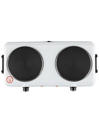 Плита электрическая Homestar, HS-1110, 2000 Вт, 2 конфорки, чугун, эмаль, механическая, переключатель поворотный, белая