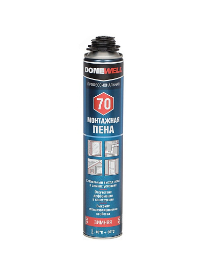 Пена монтажная KUDO, DoneWell 70, профессиональная, 70 л, 1 л, зимняя, DPP10W70
