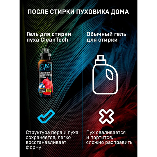 Гель для стирки Salton, 0.25 л, для стирки изделий с наполнителем из пуха, CleanTech