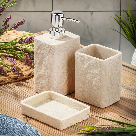 Мыльница настольная, Fora, Stone Natural, полирезина, FOR-STN036NAT