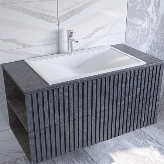 Тумба подвесная с 2 ящиками, 600х450х460, Бетон Арья, TOPPUS, 9711.027
