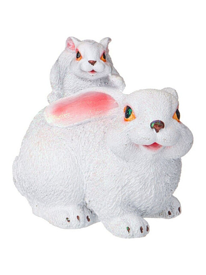Фигурка декоративная полистоун, Зайцы белые, 18.5х11х23 см, Lefard, 169-739
