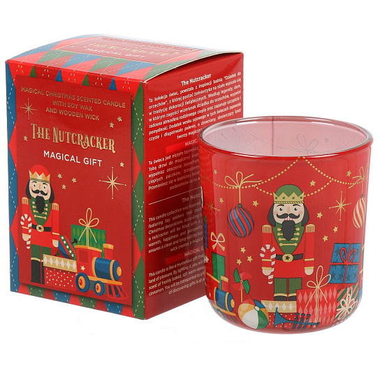 Свеча ароматизированная, 8х9 см, в стакане, Bartek Candles, Щелкунчик, 150 гр, с деревянным фитилем