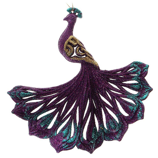 Елочное украшение Marko Ferenzo, Павлин Bird of Paradise, винный/бирюза, 14 см, 50161