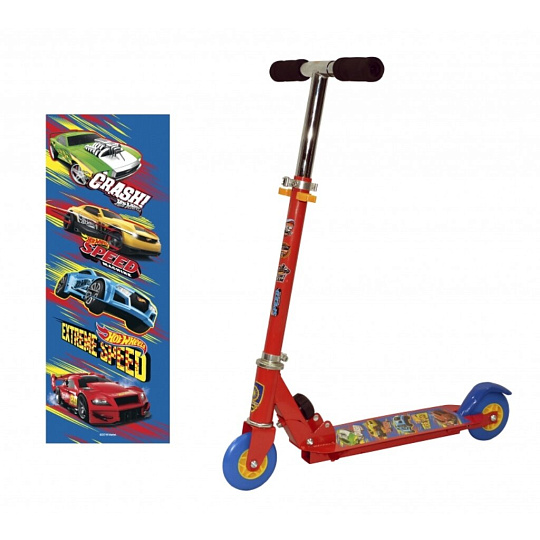 Самокат двухколесный, детский, колеса 100 мм, тормоз, 56х9х79 см, сталь, ПВХ, Hot Wheels, Т59573