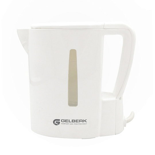 Чайник электрический Gelberk, GL-464, белый, 0.5 л, 500 Вт, открытый нагревательный элемент, пластик