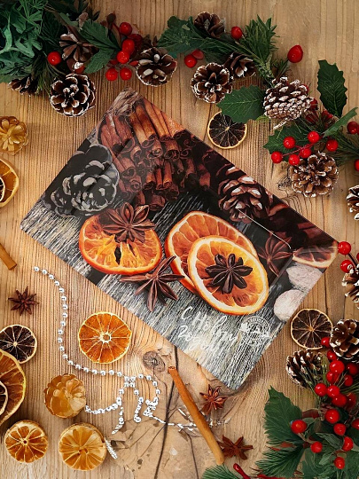 Тарелка десертная, стекло, 20х30 см, прямоугольная, С Новым Годом, Daniks