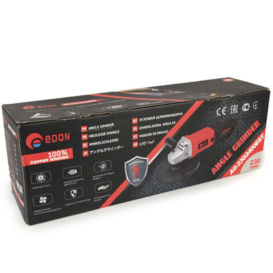 Угловая шлифовальная машина Edon, AG-230/2400EST, 2400 Вт, 230 мм