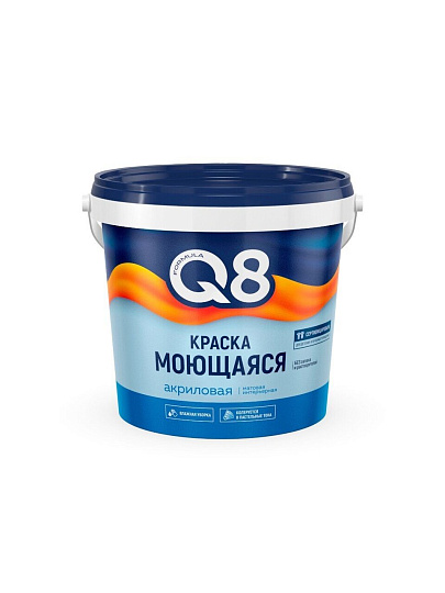 Краска водно-дисперсионная, Formula Q8, акриловая, универсальная, моющаяся, влагостойкая, матовая, белоснежная, 2.7 кг