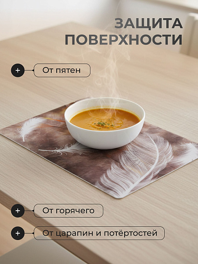 Набор салфеток пластик, 40х28 см, прямоугольный, 4 шт, для стола, Перья, Y4-9145