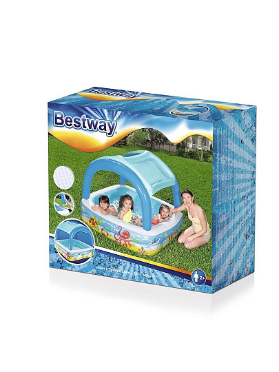 Бассейн надувной Bestway, 140х140х114 см, 52192, 265 л, с навесом
