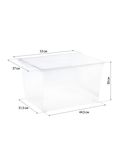 Ящик хозяйственный 50 л, 53х30х37 см, с крышкой, прозрачный, Idea, М 2354