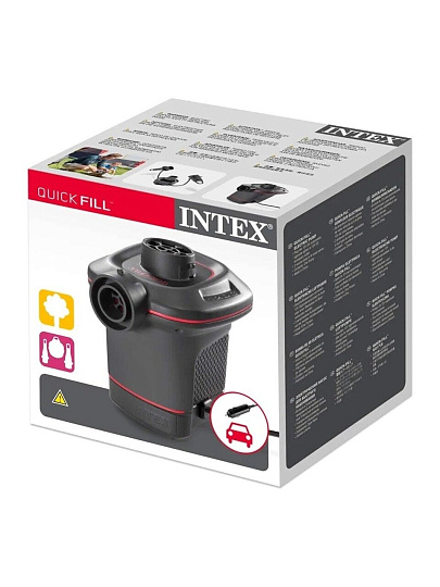 Насос воздушный электрический, 12 В, 3 насадки, + прикуриватель, Intex, 66636