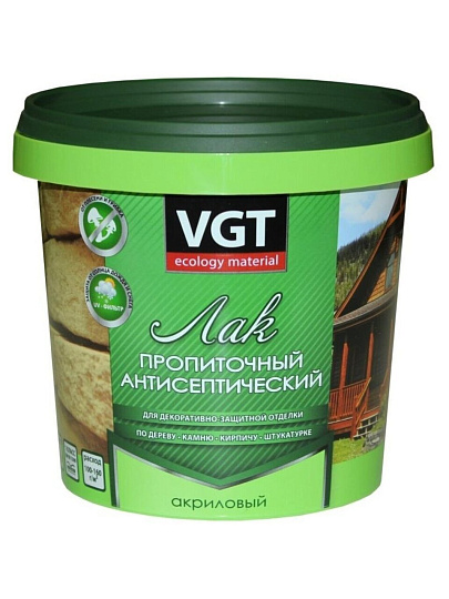 Лак VGT, антисептик, полуглянцевый, акриловый, палисандр, для внутренних и наружных работ, 0.9 кг