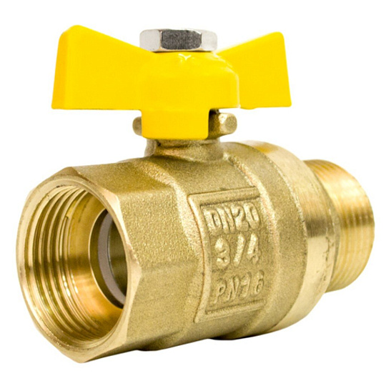 Кран для газа г-ш, 3/4", ручка-бабочка, STI