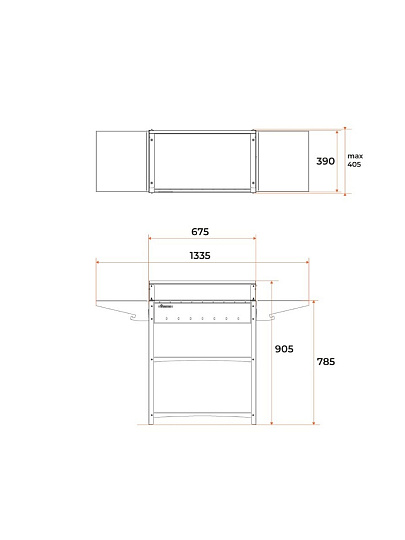 Мангал 1332х600х394х895 мм, 2 мм, гриль, складные полки, Gratar, Standart Grill, FSG2000