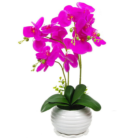 Цветок искусственный декоративный Орхидея, в кашпо, 45х13 см, розовый, Y4-4920