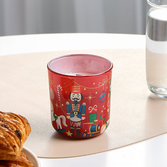 Свеча ароматизированная, 8х9 см, в стакане, Bartek Candles, Щелкунчик, 150 гр, с деревянным фитилем